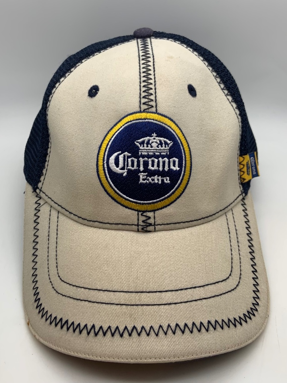 Corona Extra La Cerveza Mas Fina Retro Stitched Embroidered Meshback Hat  Please